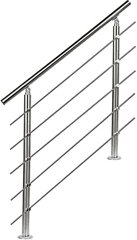 EINFEBEN Handlauf Aluminium Geländer mit/ohne Querstreben für Brüstung Balkon Garten (160cm, 5 Querstreben)