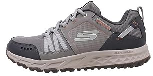 Skechers Herren Escape Plan Trekking Shoes, Tan Leather Mesh Charcoal Trim, 45 EU