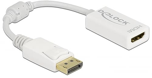 Delock Adaptador DisplayPort 1.1 Macho a HDMI Hembra pasivo, Color Blanco