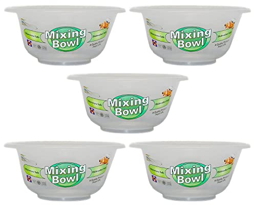 (Set of 5) 15 CM Clear Round Plastic Multifunctional Mixing Bowl Fruit Vegetable Salad Bowl Serving Bowl Catering Bowl Nesting Bowl Meal Preparing Food Storage Kitchen bowl For Baking Cooking