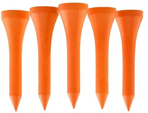 TH Golf Premium Standard-Golf-Tees, Bambus-Golf-Tees in verschiedenen Größen, umweltfreundlich und nachhaltig, 100 Stück, 70 mm, neon orange