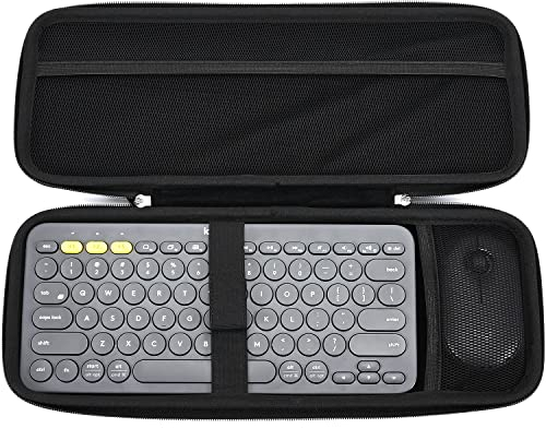 RAIACE Hartschalen-Reisetasche für Logitech K380 Wireless Multi-Device Keyboard und Logitech M350 Mouse Combo. - Schwarz (schwarzes Futter)