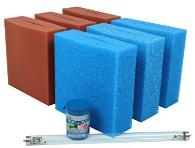 Wartungspaket Oase Biotec 10 - Schwamm Set, Filterstarter, UVC Leuchtmittel | Wartungspaket bestehend aus Ersatzschwamm Set, Filterstarter, UVC Leuchtmittel 15 Watt für Teichfilter Oase Biotec 10