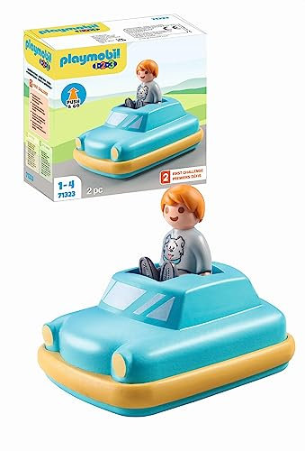 PLAYMOBIL 1.2.3 71323 Push & Go Car, Spielzeugauto mit Schwungradmotor, Lernspielzeug für Kleinkinder, Spielzeug für Kinder ab 12 Monaten