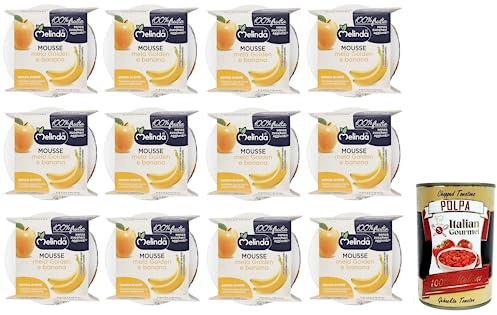 Melinda Mousse Mela Golden e Banana - Puré de fruta 100% natural, mousse dorada de manzana y plátano (2 x 100 g) + lata de 400 g