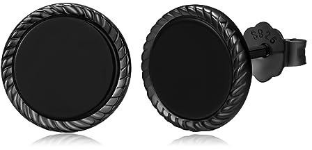 Schwarze Ohrringe 925er Sterling Silber Schwarzer Onyx Ohrstecker Gothic Halloween Schmuck Geschenk für Herren Damen
