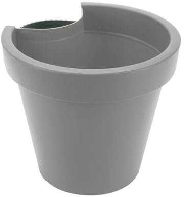 Spetebo Fallrohr Blumentopf 24 x 21 cm - grau - Regenrohr Hänge Pflanztopf rund - Kunststoff Pflanzkübel mit Befestigungsgurt Pflanzgefäß mit Entwässerungsloch