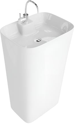 LAVITA Standwaschbecke Iva | Freistehendes Waschbecken Rechteckig | Waschbecken mit Überlauf und Hahnloch | Aus hochwertigem Porzellan | Bodenstehende Waschtisch | 86x50x38,5 cm | Weiß Glanz