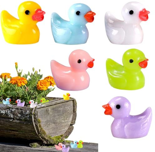 Ristyur 5 Resin Ducks | 100 Resin Yellow Duck Figurines,Adorable Ducks Bulk, Portable Lightweight Decorative, for Porch, Garden Pots, Patio, Fish Tank