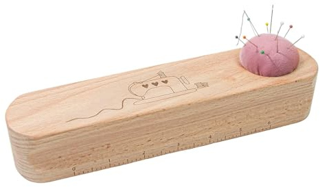 Juego de alfileres y alfileres de sastre, de madera con cojín de alfiler