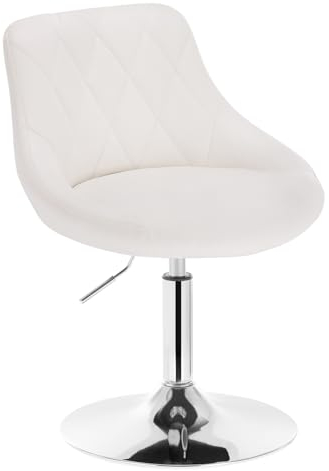 WOLTU Schminktisch Stuhl Hocker, Bequemer Schminkstuhl aus Kunstleder mit Lehne, Höhenverstellbar, 360° Drehbar, für Schlafzimmer, Esszimmer, Küche, Weiß, BH241ws-1