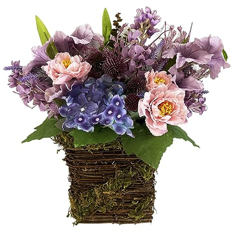 KYEQATY Door Hanging Basket Wreath Artificial Wildflower Wreath Basket Easter Door Wreath Ornament for Home Decor Supply 35 * 40cm