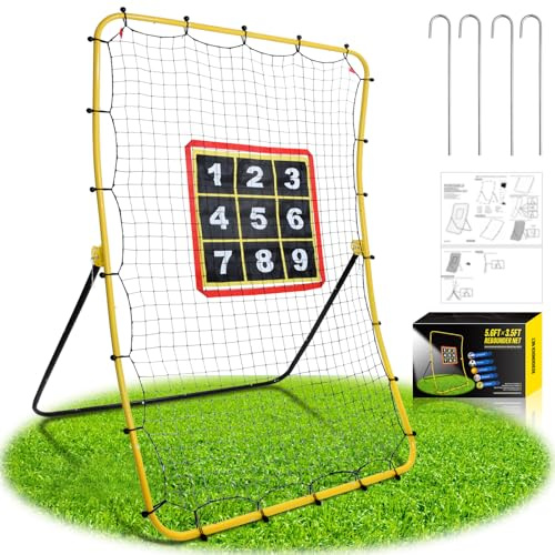 Eastgoing Baseball- und Softball-Rebounder-Netz, Baseball-Pitching-Netz mit Aufstellziel, Multi-Winkel-Rückprallnetz für Volleyball-Rebounder, Fußball-Rebounder (1,5 x 1,9 m)
