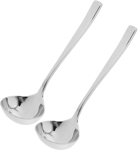 KICHOUSE 2piezas Cuchara Sopera De Acero Inoxidable Cucharones Para Salsa y Aderezos Color Plata Para Uso Cocinas Domésticas