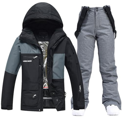 Ensemble Veste et Pantalon de Ski pour Homme - Combinaison de Neige imperméable pour l'hiver - Veste de Snowboard Coupe-Vent - Combinaison de Ski Vestes de Ski et Pantalons Ski