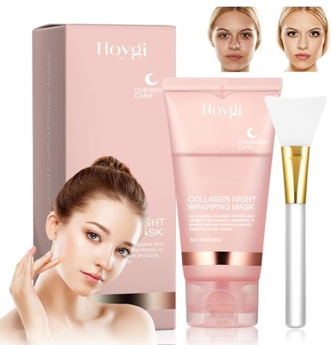 Collagen Night Wrapping Mask, 1 Pezzi Maschera al Collagene Viso Coreana Maschera Viso Peel Off per Migliorare L'elasticità Della Pelle, Idratare, Levigare eRassodare Durante la Notte