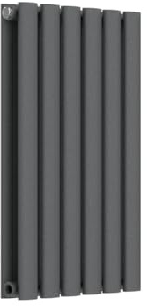 Lux Heat Anthracite Grey Oval Horizontal Double Panel Designer Radiator 600mm (H) x 360mm (W)