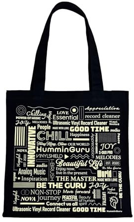 HumminGuru Borsa Tote per Dischi in Vinile - Borsa in Tela di Grande Capacità per L'acquisto di Vinili, Contiene 30 Album LP, Laptop da 15, Cuffie e Libri - Borsa Leggera per Gli Amanti Della Musica
