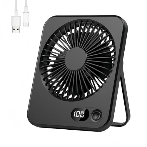 HenfuME Ventiladores Mesa,Ventiladors Recargable,Ventiladors PequeñO Silencioso,Ventiladores Portatil Usb,Ventilador Camping,Abanico PequeñO De Ventilador Portatil 5 Velocidades