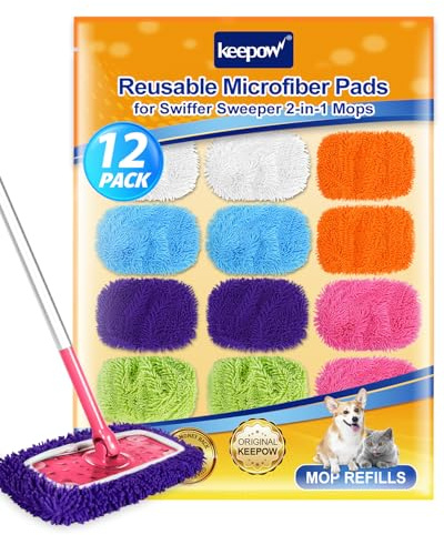 KEEPOW 12er Bodentücher für Swiffer Bodenwischer - Chenille | 5× Reinigungskraft, ideal für Swiffer Wet, mehrfarbig für gezielte Reinigung, für Familie, Büro & Hotels, mit Waschbeutel