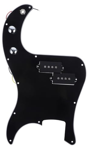 COOPHYA Vorverdrahtetes 3-lagiges Bass Schlagbrett aus Kunststoff mit Schutzfolie in Schwarz 11 Schraubenlöcher für Gitarren Zubehör und Bass Tonabnehmer Schutz Zufällige Farbe