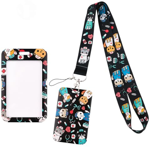AFCJLTO ID Badge Holder mit Lanyard, Hals Lanyard Strap, Abnehmbare Hals Lanyard Strap,Abnehmbare Namensschild Clips für Krankenschwester, Tierärztin，Student