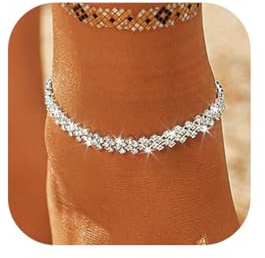 Yean Fußkettchen mit Strasssteinen, Fußschmuck für Damen