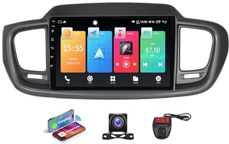 Android 13 9 QLED Écran Stéréo pour Kia Sorento 3 2014-2017 Voiture sans Fil Carplay/Android Voiture Local Météo/DSP FM RDS Dab+ Radio/Commandes au Volant/Bluetooth 5.0/Caméra(NF-1)