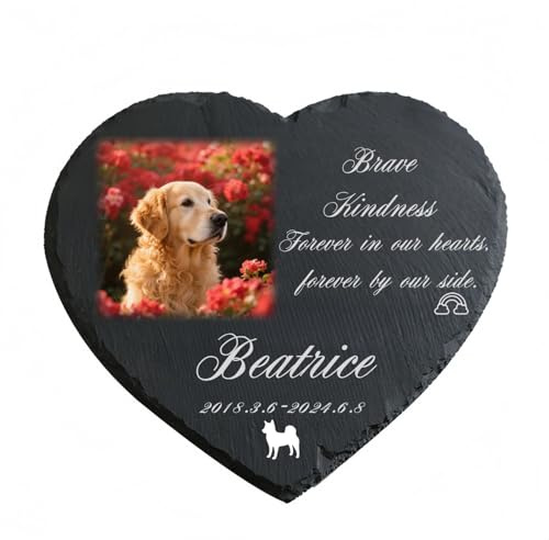 TSD Gedenkstein für Hunde, personalisierbar, Granit, Haustier-Grabmarkierung mit UV-gedrucktem Foto-Namen und Daten, Haustier-Gedenkstein für Friedhof, Garten, Zuhause, Outdoor, Gedenkdekoration