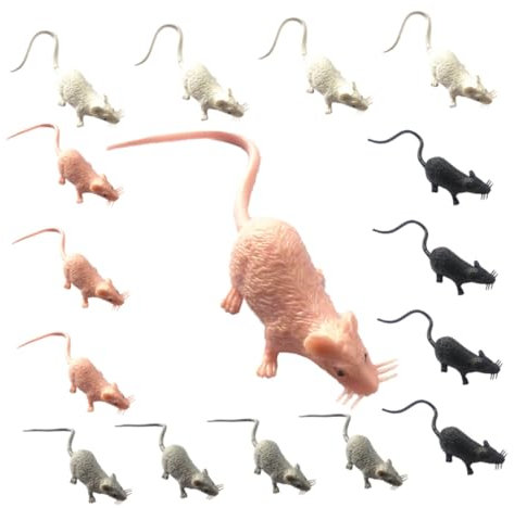 Toyvian 24pcs Miniature Mouse Statue Set Plastic Cute Mouse Ornament Garden Decor Home Desktop Figurines Black White Gray Pink Colors