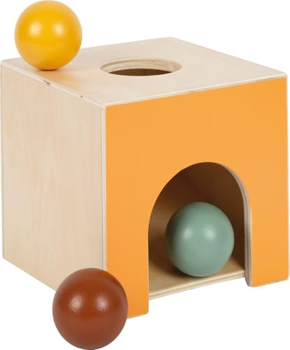 Small Foot Scatola di Palline Montessori in Legno FSC 100% Certificato, Giocattolo per l'apprendimento con 3 Palline, Giocattolo per la motricità per Bambini Piccoli a Partire da 1 Anno, 12744
