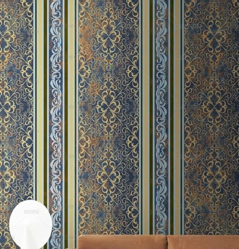 Selbstklebend Tapete Vertikale Streifen im Retro Muster Tapete 45*600CM Selbstklebende Folie Abnehmbar Vinyl Klebefolie Wasserdicht Dekorfolie für Wohnzimmer Schlafzimmer Küche Wand Möbel