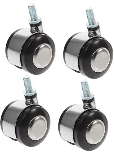 HIAKDOFT Roulette Pivotante pour Mobilier de Bureau 1,5 Pouce Frein, Tige Filetée M8 en Alliage de Zinc, Lot de 4 Roulettes Multifonctions pour Chariot et Chaise de Bureau