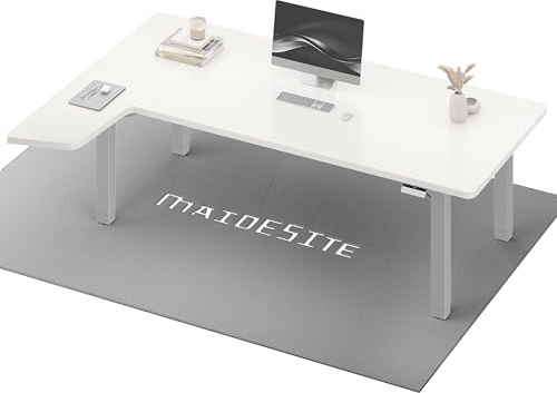 MAIDeSITe Höhenverstellbarer Elektrisch Schreibtisch L Form,180x120cm Eckschreibtisch mit Dual Motor 4 stabilen Beinen, 160kg Tragkraft, USB-C-Anschluss Piano Steuerungssystem für Home Office -Canvas