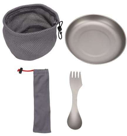 RASTKY Ti – Service de Vaisselle de Camping, Couverts Compacts Réutilisables pour Routards, Activités de Plein Air, Assiette pour Pique-nique
