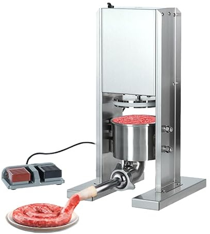 FHRKA Macchina per Salsicce da 2 Litri, insaccatrice elettrica con 3 Tubi di insaccatura, insaccatrice da Cucina in Acciaio Inossidabile.