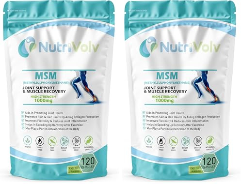 MSM 1000mg (Methylsulphonylmethane) Important Source of Organic Sulfur | Joint Support, Muscle Recovery & Hair Growth | 120 Capsules (Pack of 2)