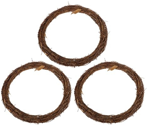 Cabilock Lot de 3 Couronnes de Vigne Naturelles Ovales 29x19 Cm, Base Créative DIY Rustique Facile à Assembler pour Décoration de Mariage et Centre de Table de Noël