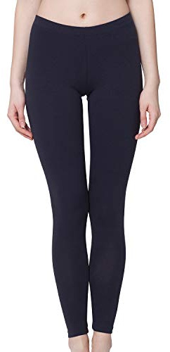 Celodoro Leggings de algodón para Mujer - hasta el Tobillo - Azul Oscuro - M