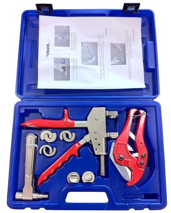 DIPRA - Coffret Pinces pour Raccord à Glissement PER - Pince à Glissement Ø25 mm, Évasoir Ø12-25 mm, Coupe-Tube, 3 Adaptateurs Ø12/16/20 - Mallette