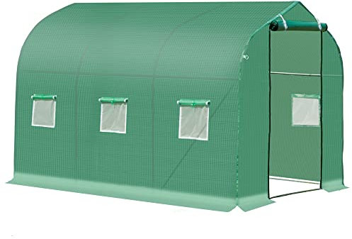 Outsunny Polytunnel Greenhouse with Windows and Door, Walk in Greenhouse for Garden, Backyard (3 x 2 M)
