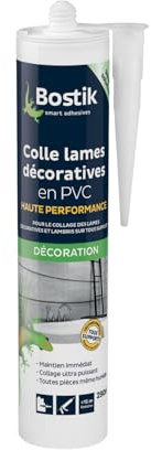 Bostik - Colle Lames Décoratives en PVC - Colle lambris PVC - Application murale - Intérieur & Extérieur -Cartouche 290 ml - Blanc