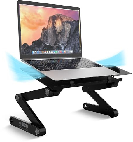 WorkEZ BEST Adjustable Laptop Stand and Desk for Bed - Aluminum Computer Holder with Cooling Feature