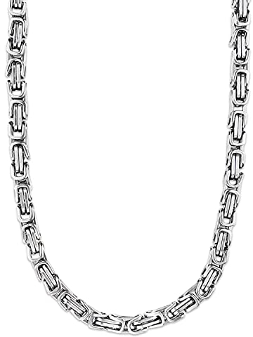 König Design 6 mm Königskette Armband Herrenkette Männer Kette Halskette Panzerkette, 80 cm Silber Edelstahl Ketten