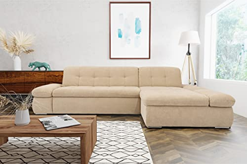 DOMO. collection Ecksofa Moric, Sofa mit Schlaffunktion & Armlehnfunktion in L-Form Couch, Eckcouch mit Bett-Funktion, Schlafsofa 300 x 172 x 80 cm (BxTxH), beige
