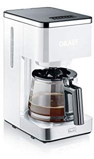 GRAEF. Filterkaffeemaschine FK401 Weiß mit Warmhaltefunktion, Vorbrühfunktion, klarer Wasserstandsanzeige, 10-Tassen-Volumen, aromafördernde Brühtechnik, 1,25 L Kapazität