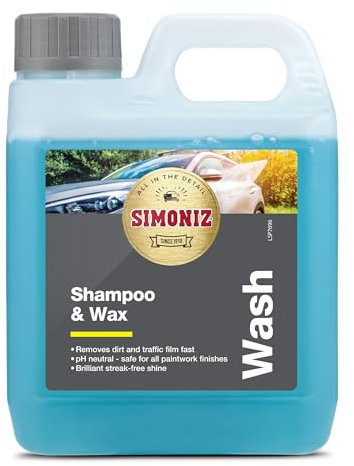 Simoniz Car Shampoo & Wax 1L, 2-in-1 Car Shampoo, Deep Car-Cleaning With Carnauba Wax Protection, Use In A Bucket Or Snow Foam Cannon To Get Tough On Dirt & Grime, Safe For All Paintwork, 1 Litre