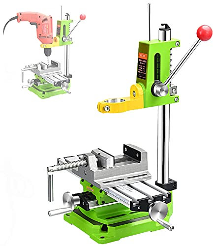 YAOYAOO Bohrmaschinenständer, Säulenbohrmaschine mit Schraubstock und Werkbank, Bohrständer mit 360 ° Drehbares Spannfutter Einstellbar Standbohrmaschine Tischbohrmaschine für Stanzen