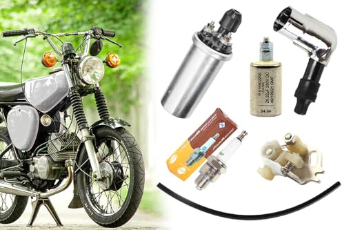 Zündungs-Set 6V Zündspule Kondensator Zündkerzenstecker Zündkerze Unterbrecher Zündkabel für Simson S50 S51 S70 SR50 SR80 KR51 SR4-3 SR4-4