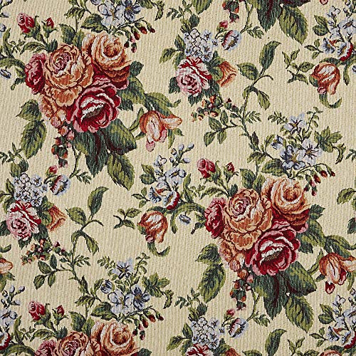 Kt KILOtela - Tyg per meter av klädsel, Jacquard Gobelino, Klädsel, Dekoration, Bredd 280 cm, Längd till Val av 50 i 50 cm | Rosal, Blommig - Röd, Blå, Grön